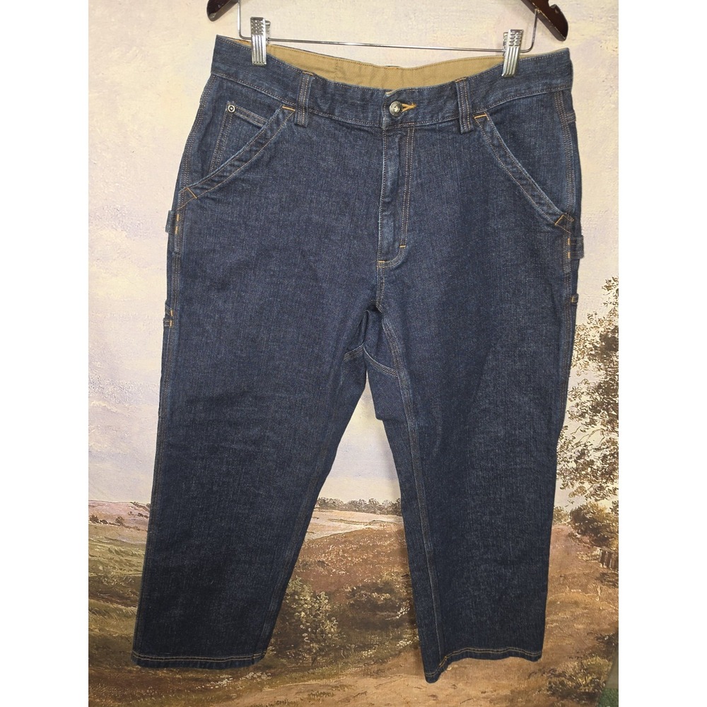 Duluth Trading Co Ballroom Carpenter Jeans Mens 34x30 Dark Wash Blue Workwear